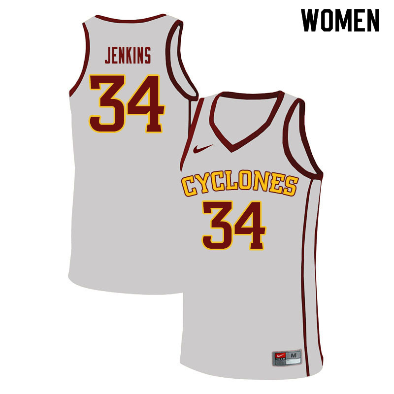 Women #34 Nate Jenkins Iowa State Cyclones College Basketball Jerseys Sale-White - Click Image to Close